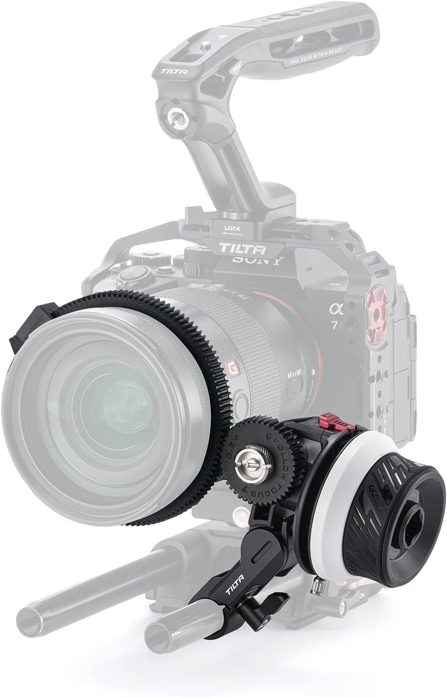 Tilta Pocket Follow Focus: ejemplo de montaje en cámara, cámara no incluida