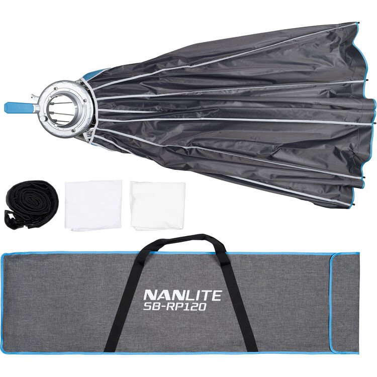Nanlite Rapid 120 plegado, montura Bowens, difusores, eggcrate y bolsa
