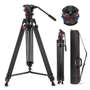 Trípode NEEWER TP75 con cabeza fluida: vista completa del equipo